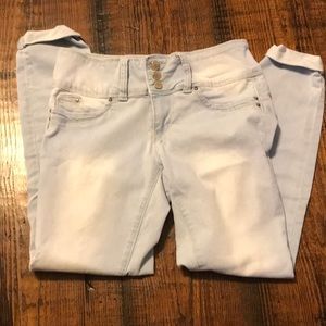 Light wash, cuffed jeans